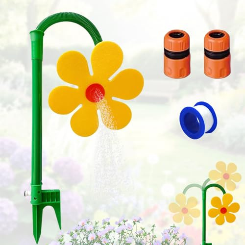 Crazy Daisy Sprinkler, 720° drehbar, verrückte tanzende Blume, Wassersprinkler, lustige Sonnenblume, tanzende Gänseblümchen, Rasensprinkler mit 1,27 cm Adapter, Bewässerungswerkzeug für Hof, Rasen und