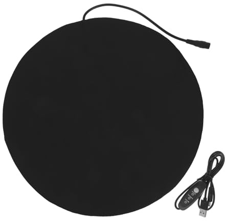 TOGEVAL Pet Heating Pad Electric Usb Heated Mat with Temperature Control, 28cm Round Pu Leather Surface, Waterproof Warming Cushion for Small Dogs and Cats, Suitable for Indoor Use and Whelping Box