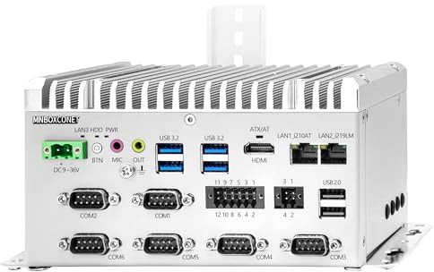 MNBOXCONET Mini PC Fanless Low Power Core i5 8265U, DIN-rail Mount Industrial Firewall Lüfterlos, Micro Embedded PC 8GB RAM 256GB SSD, 2 x GbE LAN, 8GPIO, 6COM, DC 9-36V Power Input