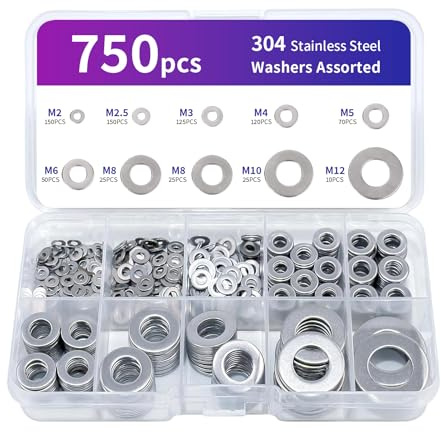 Dreamil Set di 750 Rondelle in Acciaio Inox, Rondelle Ondulate, Rondelle per Serraggio in Metallo, Rondelle per Viti, Dadi e Barre Filettate (M2-M12)