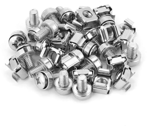 Käfigmutter-Rack-Schrauben-Sortiment-Set, hochwertige vernickelte Eisenbefestigungen für Netzwerkschränke, elektrische Schränke, 20-teiliges Set, M5-M6-Größe optional (M5 * 16 (20 Stück))