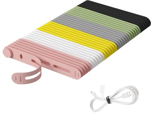 30 Piezas Sujeta Cables, Organizador de Cables Regolabile, Bridas Reutilizables, para Auriculares,Cargador de Teléfono, Computadora, Cable de Audio, Multicolor