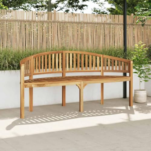 Teenpull Bananenbank 180 cm Massivholz Teak, geschliffen, witterungsbeständig, Gartenbank für Terrasse, Garten, Veranda, langlebige Outdoor-Sitzbank