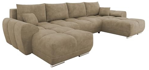 Mirjan24 Ecksofa Lonkor U, Eckcouch mit Schlaffunktion Bettkasten U-Form, symmetrische Ottomane, Sofa Couch Wohnlandschaft (Lumo 30)