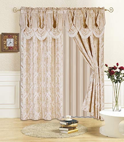 All American Collection Vorhang-Set mit Volant, transparent, mit 2 Raffhaltern, 4-teilig