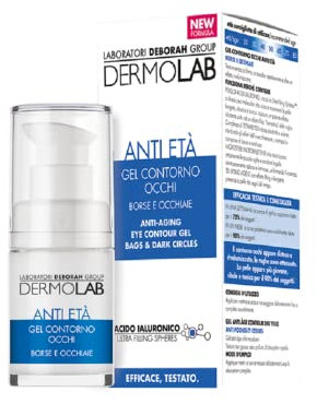 Dermolab - Gel Contorno Occhi Antirughe con Acido Ialuronico, per Tutti i Tipi di Pelle, Minimizza Borse e Occhiaie, Effetto Lifting, Illuminante e Levigante, Rimpolpa la Cute, 15ml