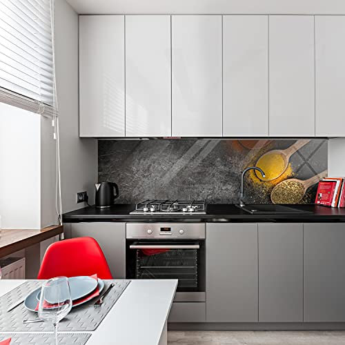 wandmotiv24 Küchenrückwand Gewürze 180 x 50cm (B x H) - Acrylglas 3mm Nischenrückwand, Spritzschutz, Fliesenspiegel-Ersatz, Deko Küche M0735