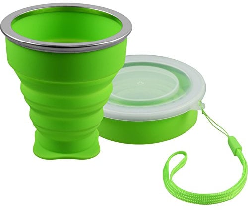 shibby Silicone Pieghevole - Bicchiere Colore Verde, Coppa da Viaggio Pratica Bicchiere da Campeggio - 210ml