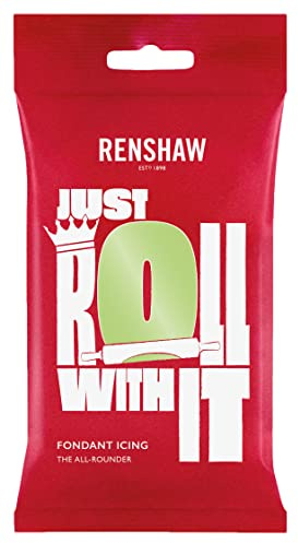 RENSHAW Ready to Roll Fondant Icing, Coloured Ready to Roll Icing, Sugar Paste for Celebration, Sculpted Cakes, Cupcakes & Decorations. Renshaw Coloured Fondant Icing - Pastel Green 250g