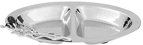 Miressa Serving Dish, Hammered Effect / 2 Sections, Stainless Steel