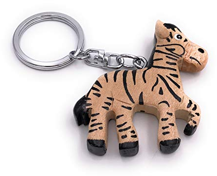 Onwomania - -Zebra Wüste Bergzebra Schlüsselanhänger - Holz Glücksbringer ideal als Geschenk z.B. für den besten Freund, die beste Freundin, Mama - Für Männer, Frauen & Kinder