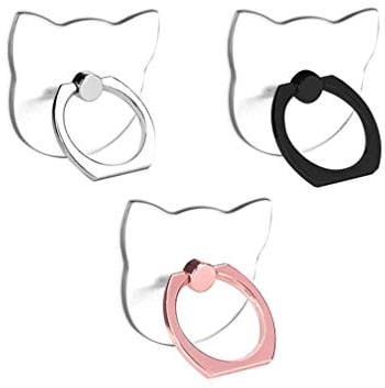 lenoup Transparenter Katzen Design Handy Ring Smartphone Fingerhalterung,360 Drehung Klar Katzen Handyringhalterung Finger Handy Ringhalter für Handys, Pad