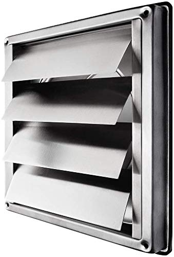 Aiggend Salida de Humos, de Acero Inoxidable de 150 mm Cuadrado de Rejilla Activa de Salida de Aire de ventilación Cubierta Campana de Pared Exterior