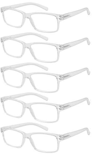 Eyekepper 5er-pack Federscharniere Vintage Herren Lesebrille (Transparenter Rahmen)