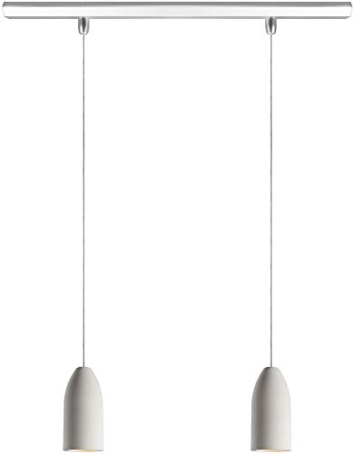Buchenbusch urban design Pendelleuchte 2 flammig light edition, Schlafzimmerlampe hängend mit Textilkabel Weiss, Lampe Esstisch aus Beton