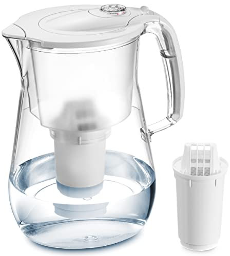 Nakii Jarra de filtro de agua de larga duración | Tecnología de filtración y purificación rápida suprema | Elimina el cloro, el plomo y otros metales pesados, eliminando la cal para un sabor limpio de