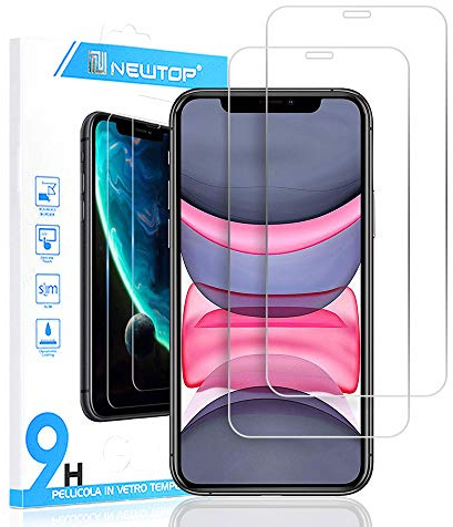 N NEWTOP [2 Pezzi Pellicola Compatibile per iPhone 11 Pro/XS/X, GLASS FILM 0.3mm 9H Vetro Temperato Proteggi Schermo Display Anti Urto Graffio Protettiva