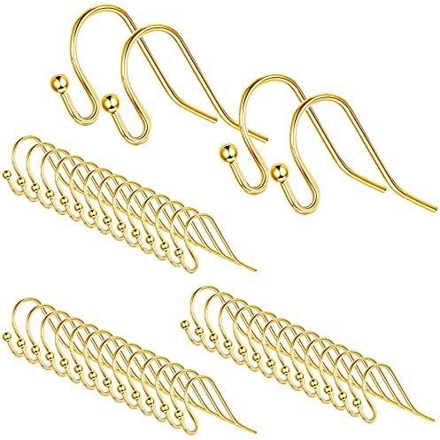 200 Pcs Earring Hooks | 14K Gold Hypo-allergenic Ear Wires Fish Hook Earrings Supplies for Jewelry Making