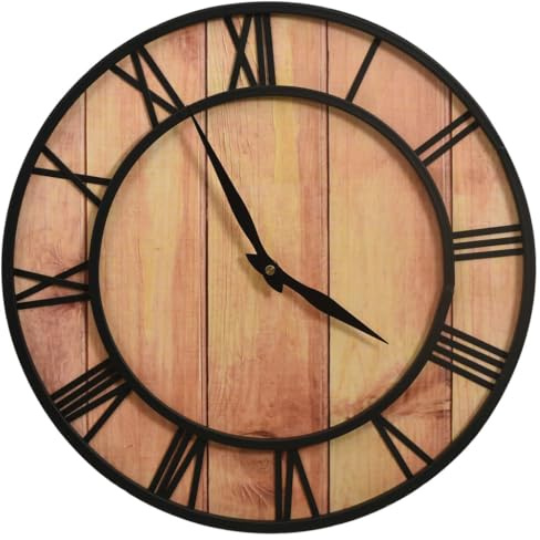 vidaXL Wanduhr Vintage-Charme Wohnzimmeruhr Bürouhr Analoguhr Wand Uhr Dekouhr Küchenuhr Wohnzimmer Wandtattoo 39cm Braun Schwarz MDF Eisen