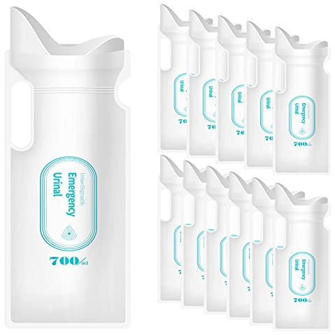 Adhafera Urinbeutel für Unterwegs 700ml, 12 Stücke Toilette für Unterwegs, Notfall Toilette für Camping, Wandern,Reise,Verkehrsstau