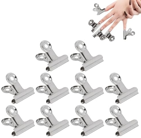 10Pcs Nail Pinching Clips, Polygel Nail Clip, Polygel Nail Clamps for Quick Building Gel Nail Tips Clip Metal Nail Extension Clip UV LED Builder Nail Art Accessories for Manicure Nail Art