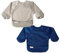 Tiny Twinkle Mess Proof Baby Bib, 2 Pack Long Sleeve Bib Outfit, Waterproof Bibs for Toddlers, Machine Washable, Tug Proof (Grey Indigo, Klein 6-24 Months)