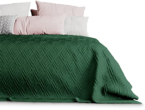 AmeliaHome Tagesdecke 220x240 cm Bettüberwürf zweiseitig Ultrasonic Steppung Polyester Ophelia Dunkelgrün