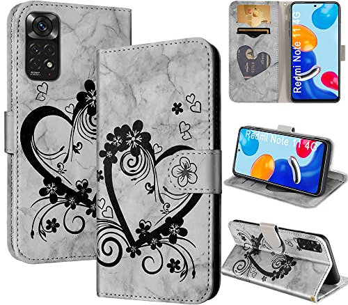 CASAFUNY Funda para Xiaomi Redmi Note 11 4G / Redmi Note 11S 4G, Carcasa Protectora Libro de Cuero con Tapa y Cartera Cierre Magnético Flip Folio Carcasa Función de Soporte, Negro