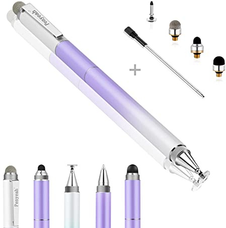 Penyeah Stylus Pen für iPad/iPhone/Android (4-in-1), Universal-Touchscreen-Spitze/Mesh und Gummispitze, Stylisten-Stift für alle kapazitiven Handys/Tablets/Laptops, Violett