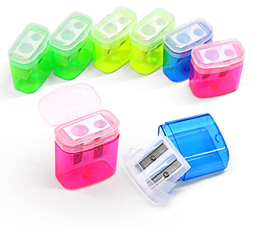 ForTomorrow Anspitzer mit Behälter, 60 Stück Spitzer mit Dose, Klein Anspitzer mit Deckel Kinder, Bleistiftspitzer, Spitzer Dicke und Dünne Stifte Pencil Sharpener, Manueller Dosenspitzer für Schule