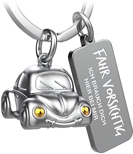 FABACH Auto Schlüsselanhänger Car mit Gravur - Schutzengel Schlüsselanhänger Engel für Autofahrer - Geschenk Glücksbringer Fahr vorsichtig Auto Geschenke - Fahr vorsichtig, ich brauch dich