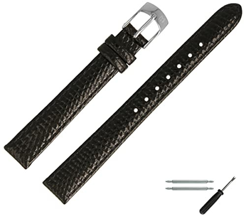 MARBURGER Uhrenarmband 12mm Leder Eidechse Prägung - Werkzeug Montage Set 78012