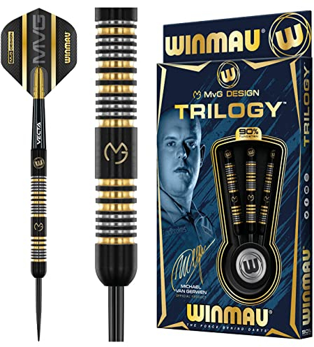 WINMAU Michael Van Gerwen MvG Trilogy 24 Gramm Profi Stahlspitze Wolfram Dartpfeile mit Flüge und Stiele (Wellen)