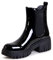 topschuhe24 2568 Damen Plateau Stiefeletten Lack Chelsea Boots, Farbe:Schwarz, Größe:36 EU