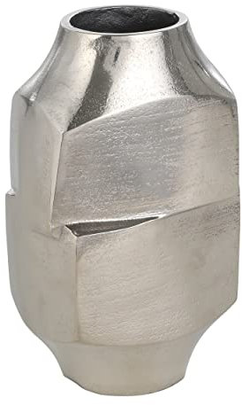 EGLO LIVING Metallvase Abucay, asymmetrische Deko Vase für Pampasgras, kleine Dekovase für Wohnzimmer, Blumenvase aus Metall in Nickel, Tischdeko 22,5 cm