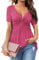 Tankaneo Damen V Ausschnitt Elegant Blusenshirt Front Knotted T-Shirt Kurzarm Dame Tunika Blusen Tops Oberteile
