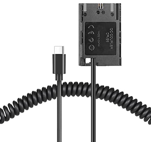 Raeisusp LP-E6 Dummy Battery PD Spring Power Connector USB-C Cable DR-E6 Dummy Battery Replacement for Canon EOS R R5 R6 90D 80D 70D 60Da 5D Mark II III IV 6D Mark II 7D Mark II