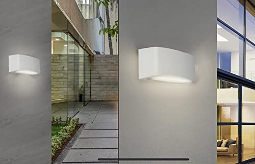 Partenopea® Applique lampada da muro parete in alluminio e vetro per esterno casa locali terrazza IP65 con attacco per lampadine E27 (lampadina esclusa, Bianca)