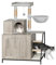 Hzuaneri Kratzbaum mit Katzenklo-Schrank, Katzenschrank, 4-in-1 Modernes Katzenhaus mit Großer Plattform, Katzenhaus mit Sisal-Kratzmatte, Pfosten, Treppe und Pompom, Waschbare Kissen, Greige CB81005B