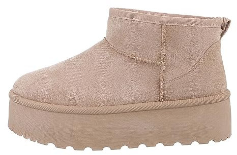 Ital Design Damenschuhe Stiefeletten Plateaustiefeletten, LX23-001-, Textil, Hellbraun, Gr. 39