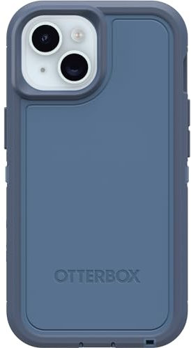 OtterBox iPhone 15, iPhone 14, and iPhone 13 Defender Series XT Case - BABY BLUE JEANS (Blue), screenless, rugged, snaps to MagSafe, lanyard attachment