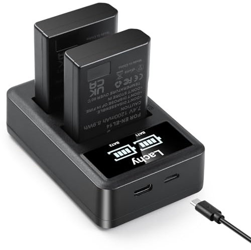 Lachy 2-Paquet 1200mAh EN-EL14/EN-EL14a Batteries de Rechange et Chargeur pour Nikon D3100 D3200 D3300 D3400 D3500 D5100 D5200 D5300 D5500 D5600, Coolpix P7000 P7100 P7200 P7700 P7800 Appareils Photo