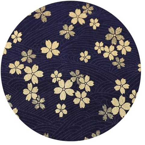 DTREEL Stoff aus 100% Baumwolle Meterware, Bronzierender Kirschblüten Stoff im Japanischen Stil, Handgefertigter Stoff für Taschen, Tischdecken und Vorhänge, Breite 150 cm,YQ02-2m