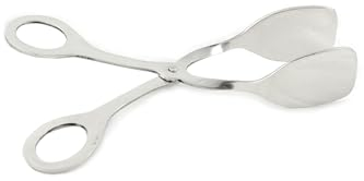 Pinza de Cocina Sin Ranuras - Para Servir Alimentos y Pastelería de Lujo - 18 cms - Fabricada en Acero Inoxidable - Palas de 6 x 4,5 cm - Hostelnovo