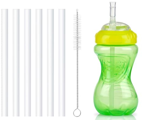 Wiederverwendbare Ersatz-Trinkhalme, kompatibel mit Nuby Schnabeltasse ohne Verschütten, mit Flex-Strohhalm, 284 ml, Bentgo Kinder-Wasserflasche, 425 ml, Ersatz-Trinkhalm-Ersatz, 6 Strohhalme und 1