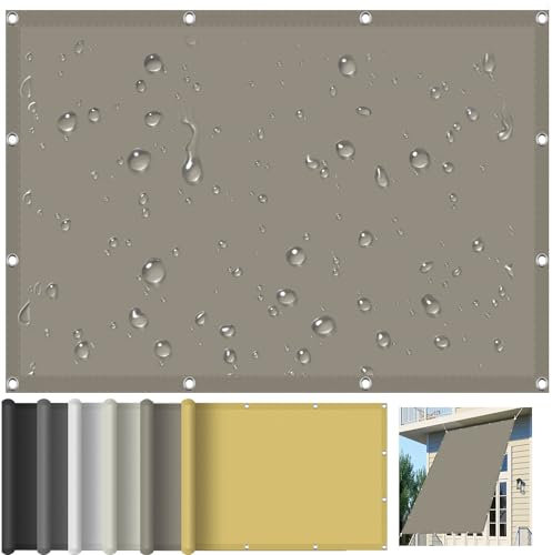 Sonnensegel Rechteckig mit Ösen 90 x 540 cm Balkon Sichtschutz 95% UV Schutz mit Ösen Und Kordel für Garten Balkon Camping Terrasse Pergola, Taupe