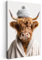 MuchoWow© Bild auf Leinwand 40x60 cm Bilder Badezimmer WC Toilette Wand Deko Wohnzimmer Modern Wanddeko Bilderwand Geschenk Highlander - Bademantel - Kuh - Badezimmer - Tiere