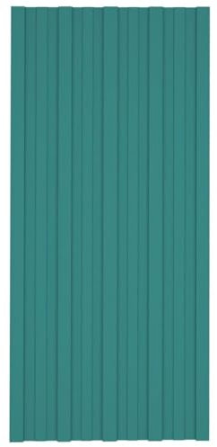 Kavolet 12x Trapezblech 100x45 cm Profilblech Dachblech Dachpaneele Wetterfest Wellblech Dachplatten Gerätehaus Carport Dachpfannen Stahlblech Metallblech Verzinkter Stahl Grün