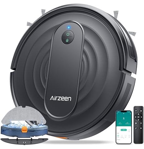 Airzeen Robot Aspirador y Fregasuelos, 3000Pa Succión, 3 en 1 Barrer, Aspirar y Trapear, Aspirador Robot con Auto Carpet Boost, App/Alexa/Control Remoto, Ideal para Pelo de Mascotas, Suelos Duros (R7)