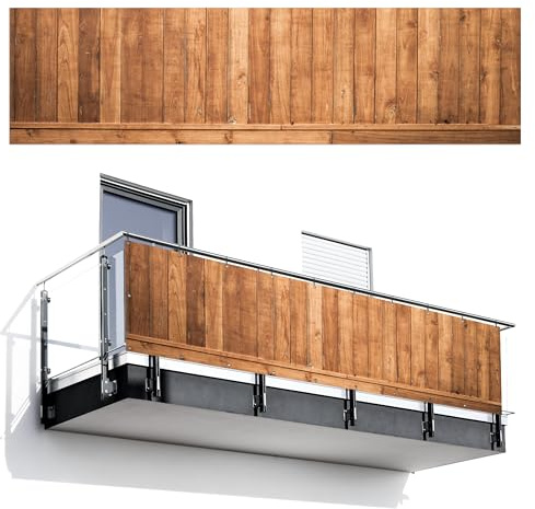 MuchoWow© Balkonsichtschutz Einseitig Groß PVC Terrassen Garten ohne Bohren | 85x300 cm - Wetterfest Balcony Privacy Screen Zaun Terrasse Balkondeko Garden Regale - Braun - Brücke